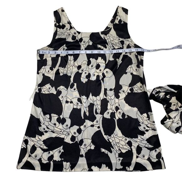 Vintage Parrot Print Slinky Belted Tank Top Sz S - Picture 5 of 12
